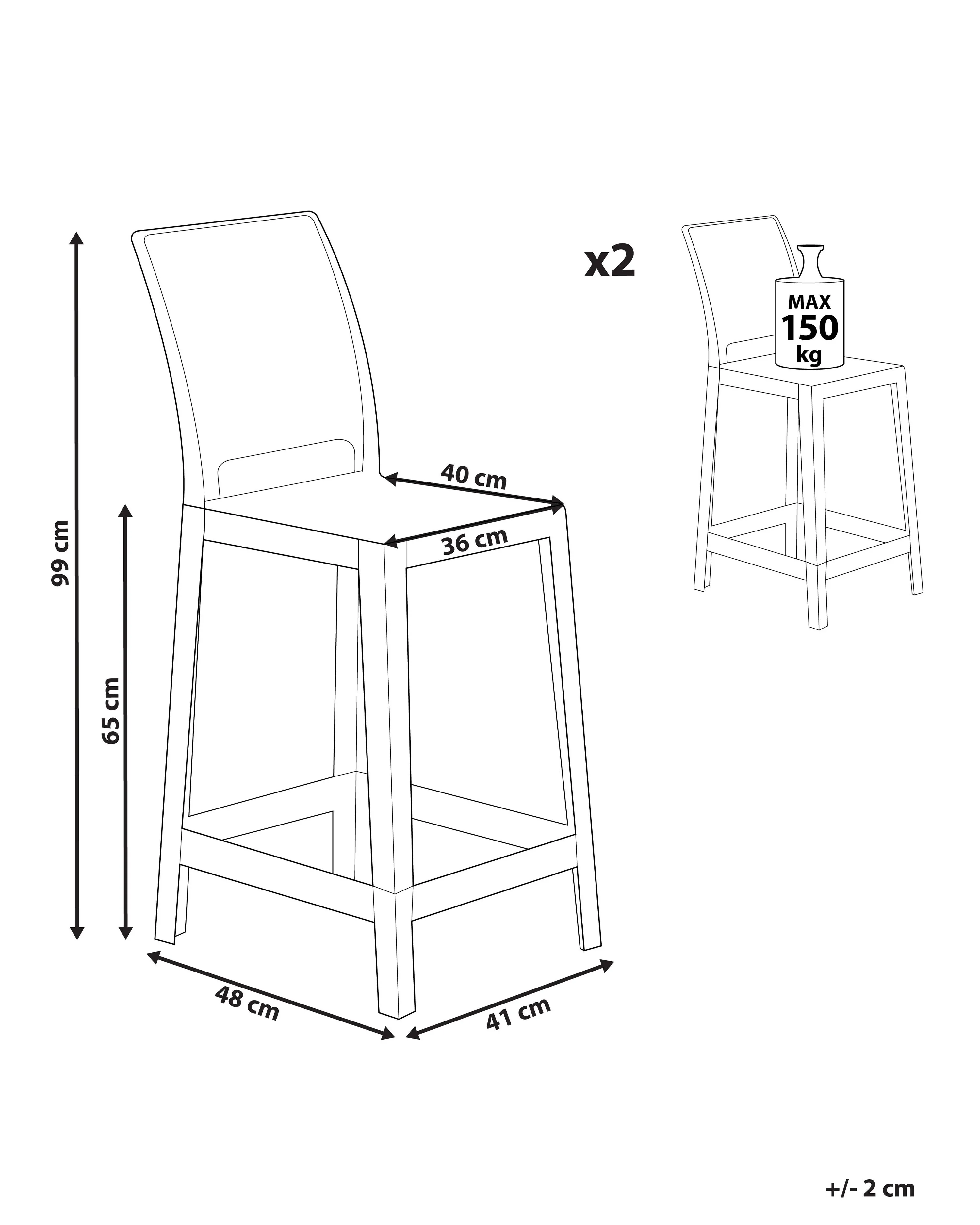 Set van 2 barstoelen WELLINGTON Zwart