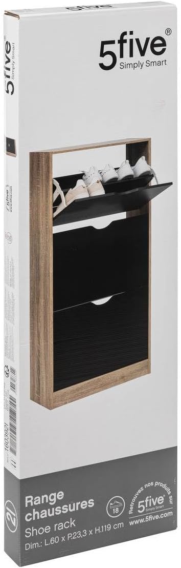 5 five simply smart Meuble range-chaussures 3 tiroirs noir effet chêne MS2726423