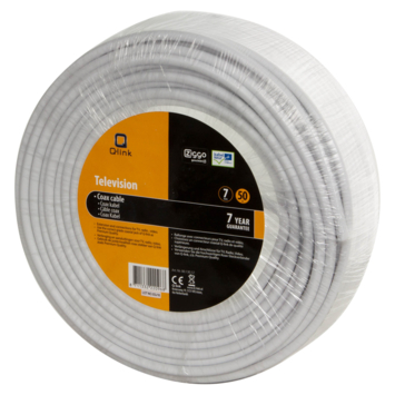 Q-Link coax kabel 50 meter wit kabelkeur