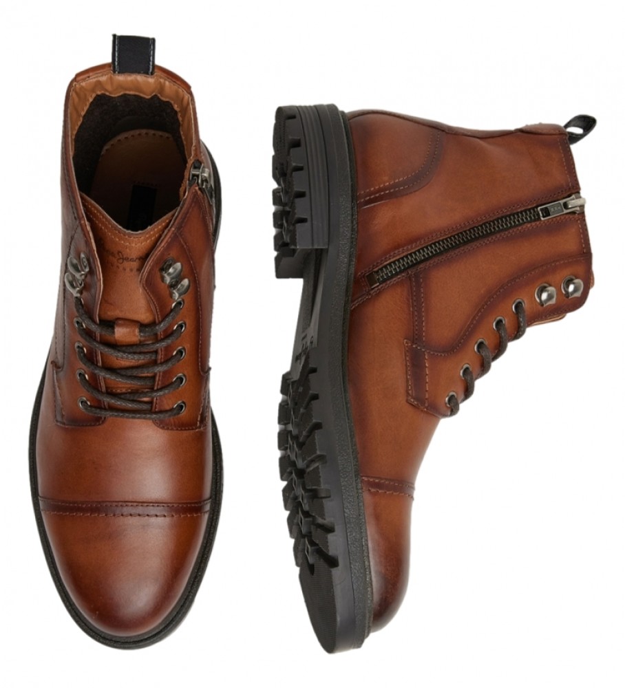 Botas de cano curto Pepe Jeans Logan em couro marrom