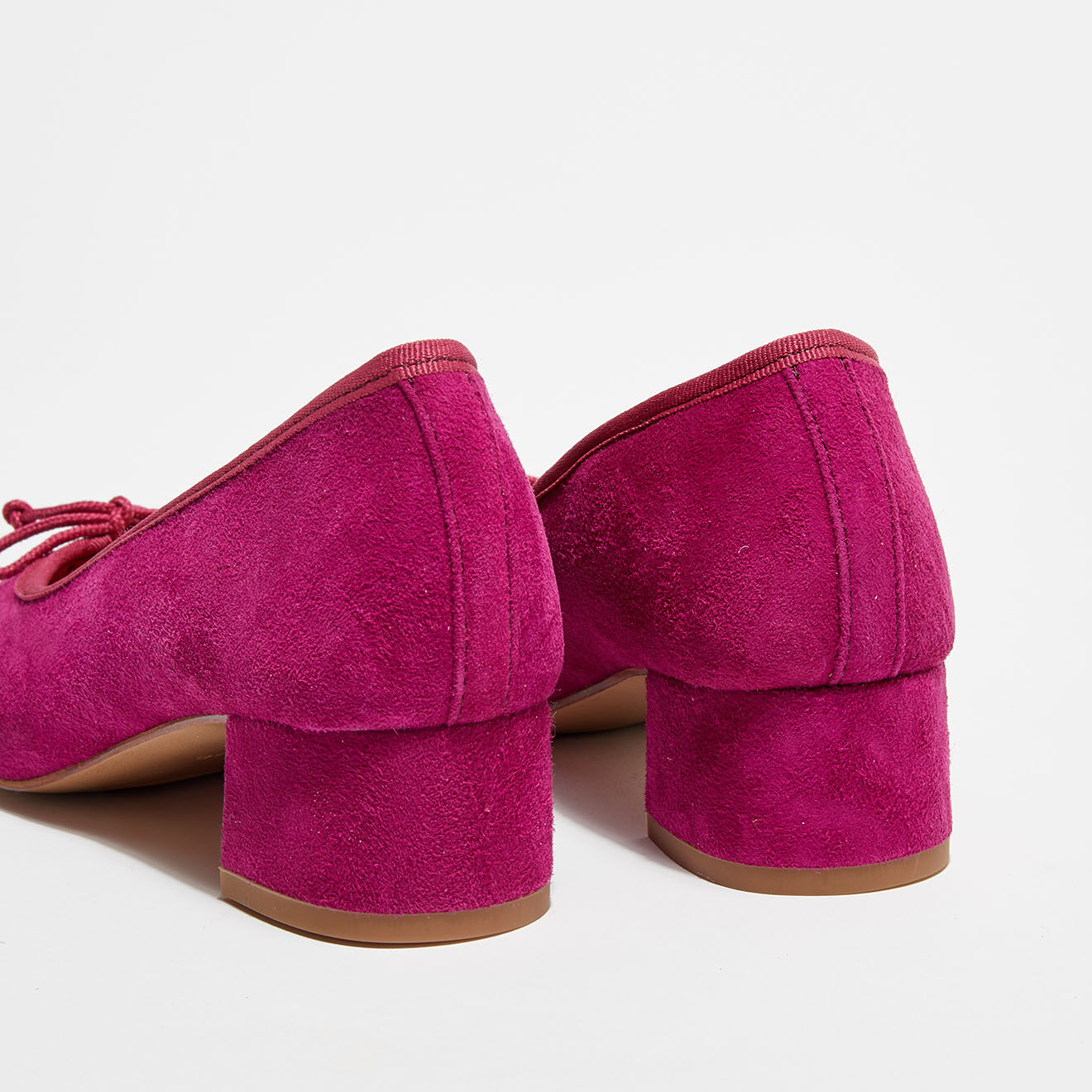 Quartier Latin Ballerines en Velours de Cuir Diane fuschia  - Talon 3.5 cm