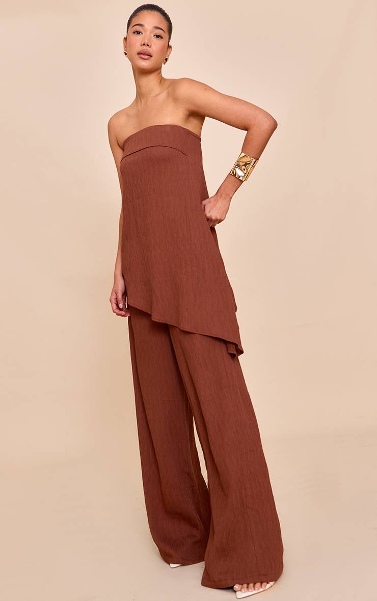 Chocolat Haut Bandeau À Détail Drapé Asymétrique
