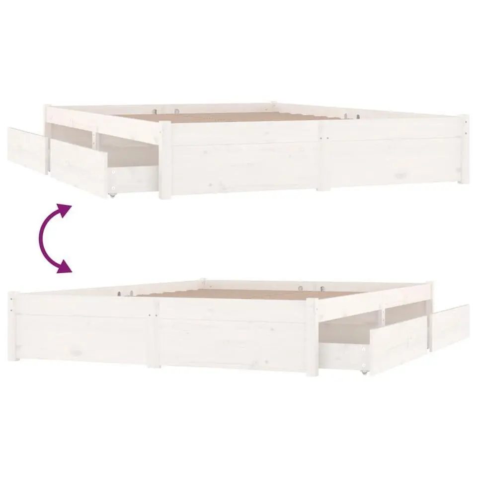 vidaXL - Bed frame met lades - Wit - Massief grenenhout - 140x200 cm