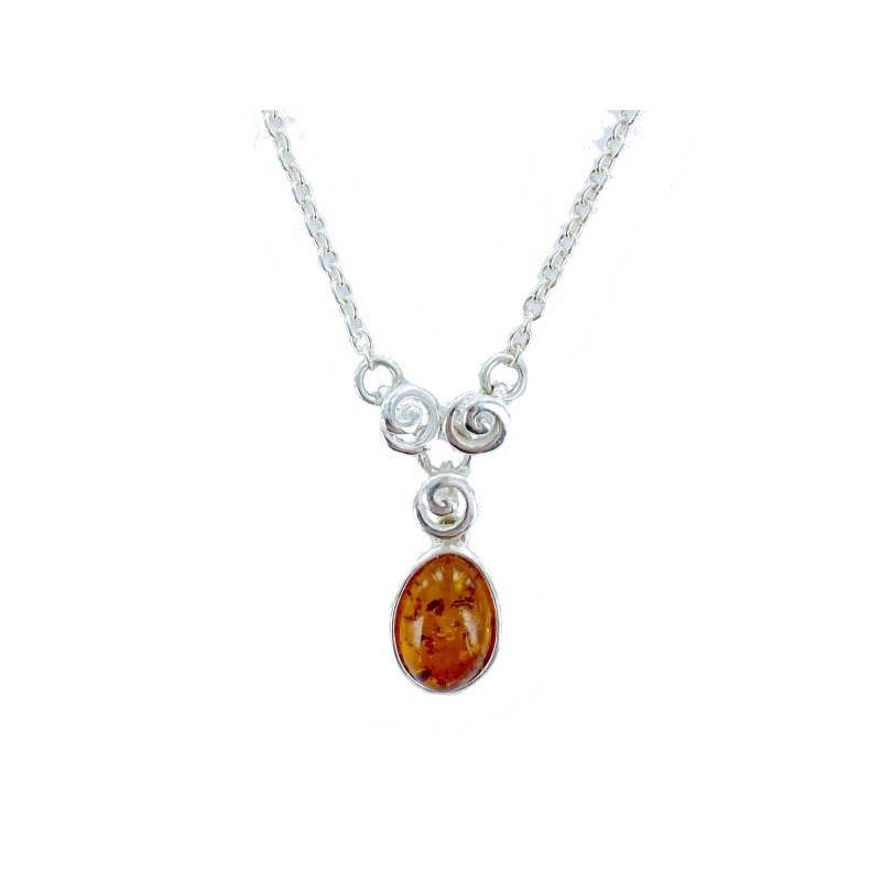 Collier argent 925 Ambre veritable de la mer Baltique