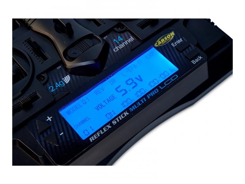 Carson Fernsteuerung Reflex Stick Multi Pro LCD 14-Ch mit E Professionelle 14-Kanal RC-Anlage für Funktionsmodelle und Lastwagen