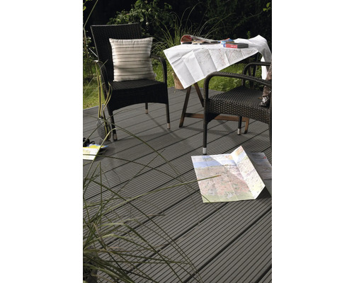 GCC (German Compact Composite) terrasplank, donkergrijs, 21x145x2000 mm, inclusief Cradle-to-Cradle Gold-certificering