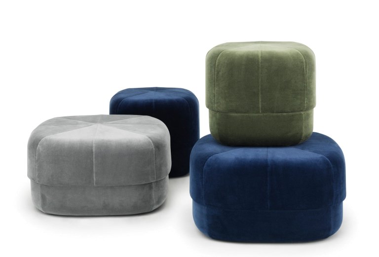 Normann Copenhagen Circus Velour poef large grijs