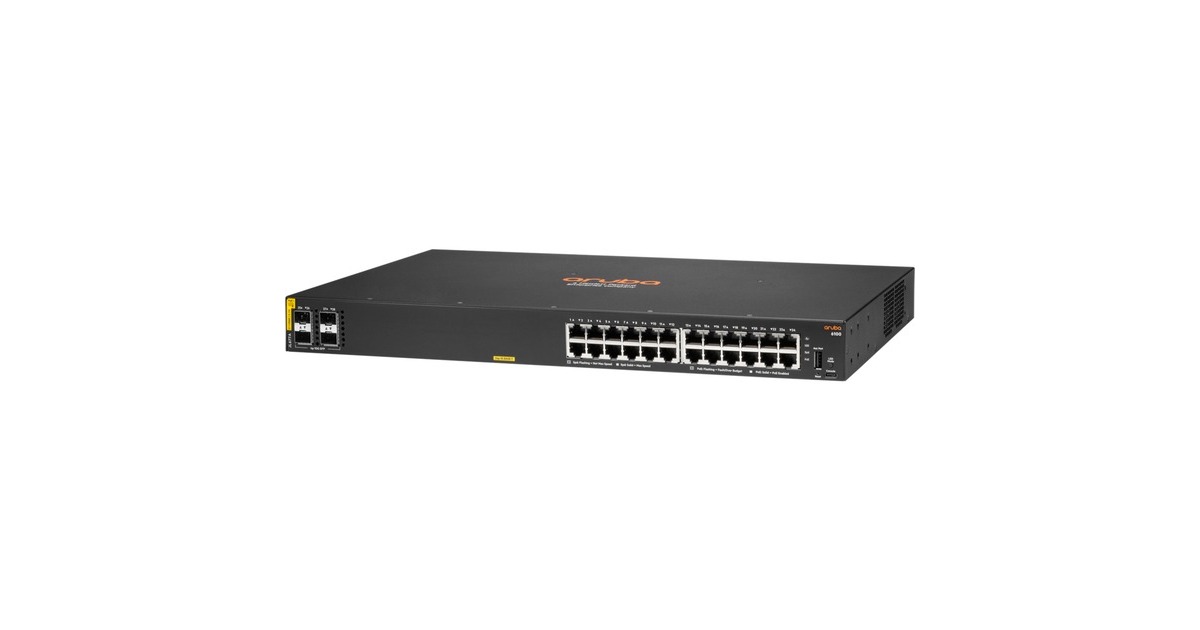 Hewlett Packard EnterpriseAruba CX 6100 24G CL4 PoE 4SFP+ switch  (Zwart, 370 Watt PoE, 1U)