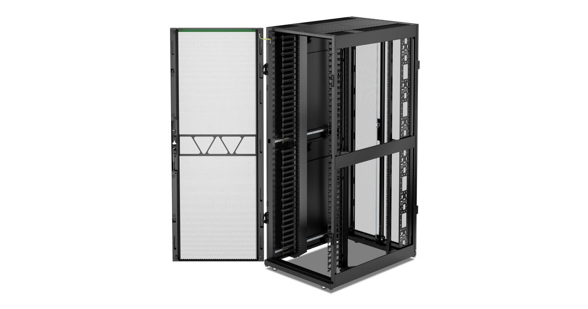 APCNetShelter SX AR3140B2, 42U server rack  (Zwart/groen, 1991H x 750B x 1070D mm, met zijpanelen)