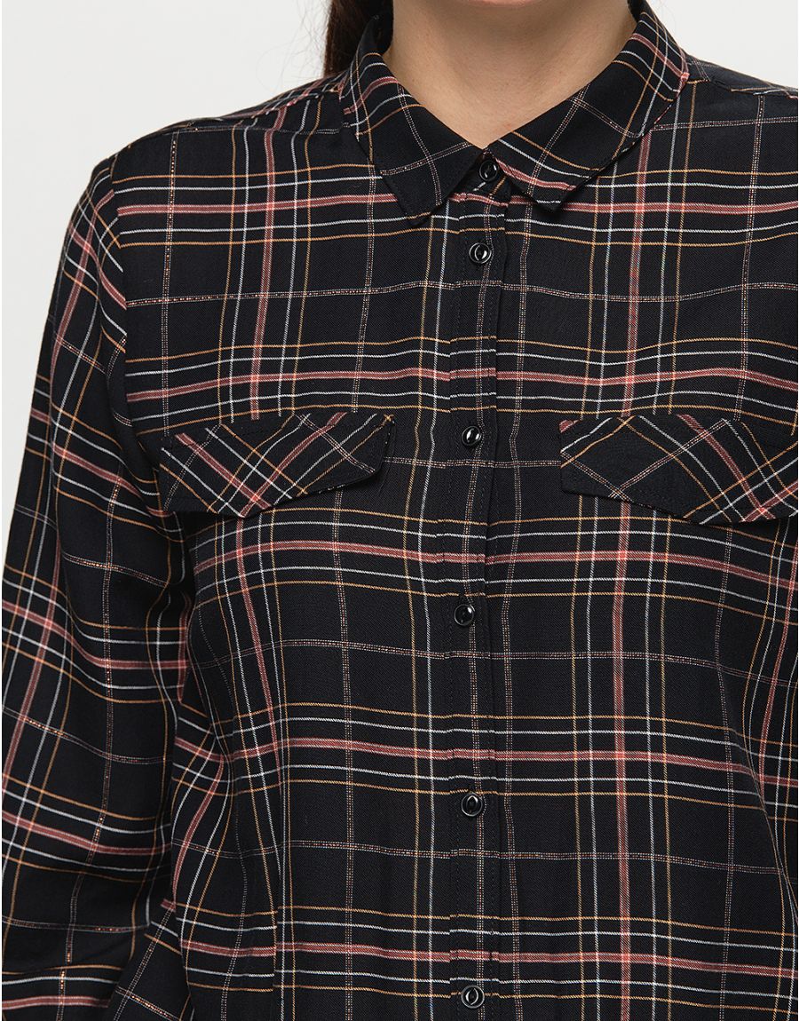Blouse carreaux ocre noir