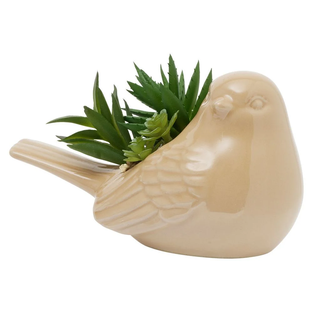 Plante artificielle pot oiseau en céramique H9cm
