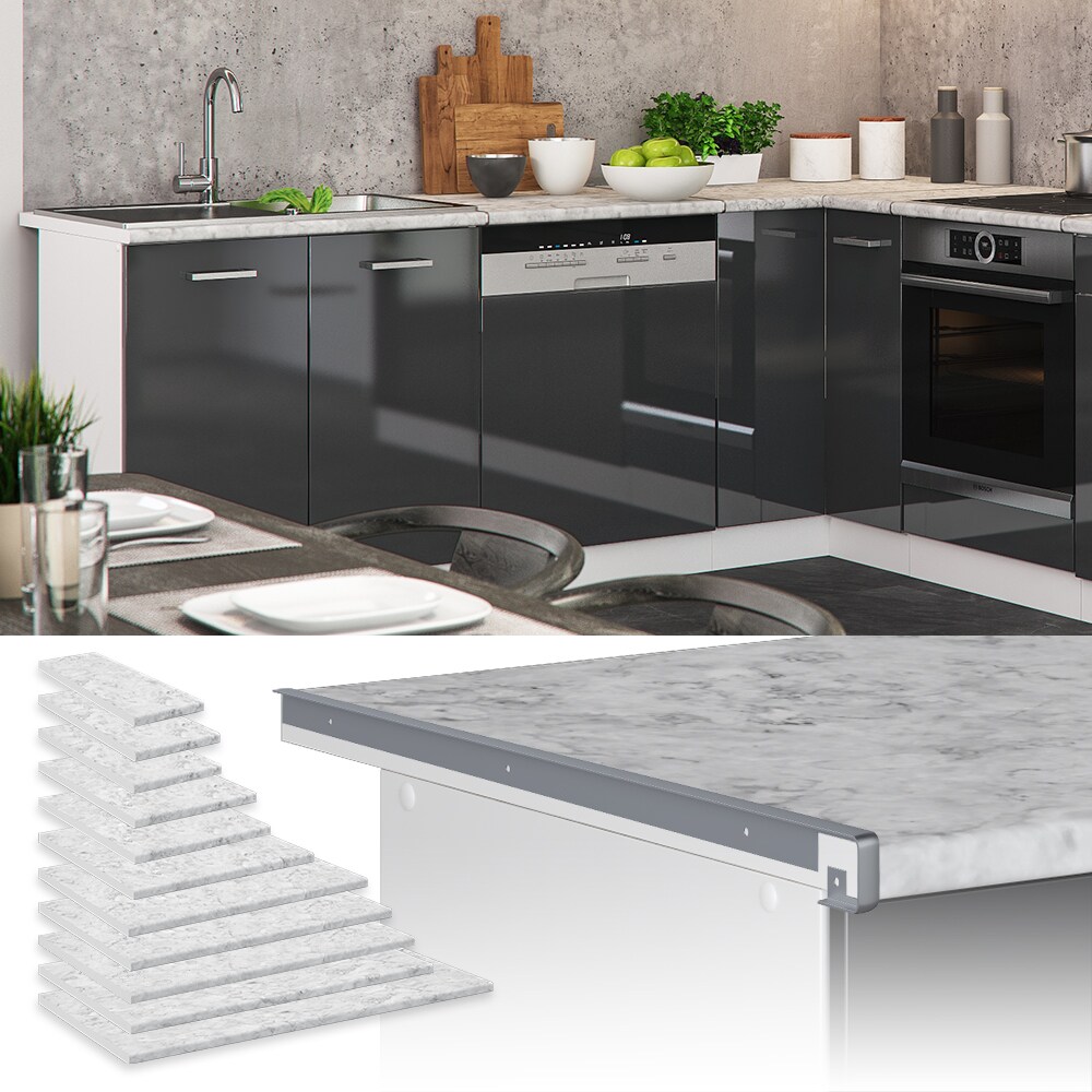 Vicco Küchenarbeitsplatte R-Line Marmor Weiß 100 cm