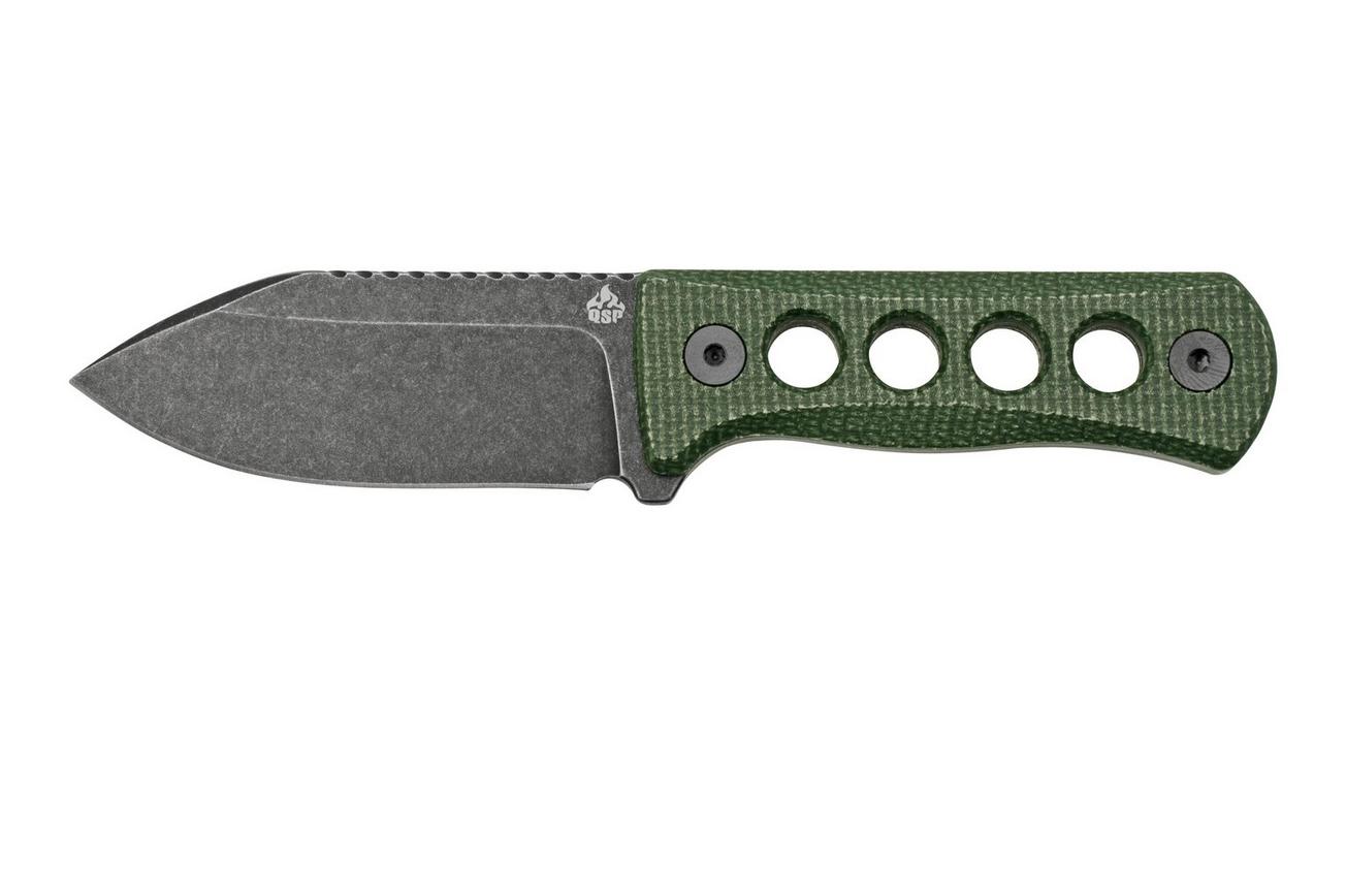 QSP Knife Canary QS141-C2 Blackwashed, Black Green G10, nekmes