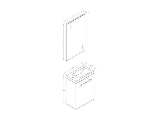 Ensemble meuble lave main 40 cm blanc Aquapixo