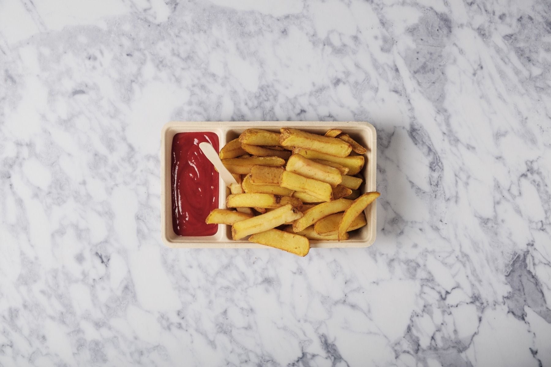 Frietbakjes A23 (A7+1) suikerriet Plastic- en Pfas-vrij BIO