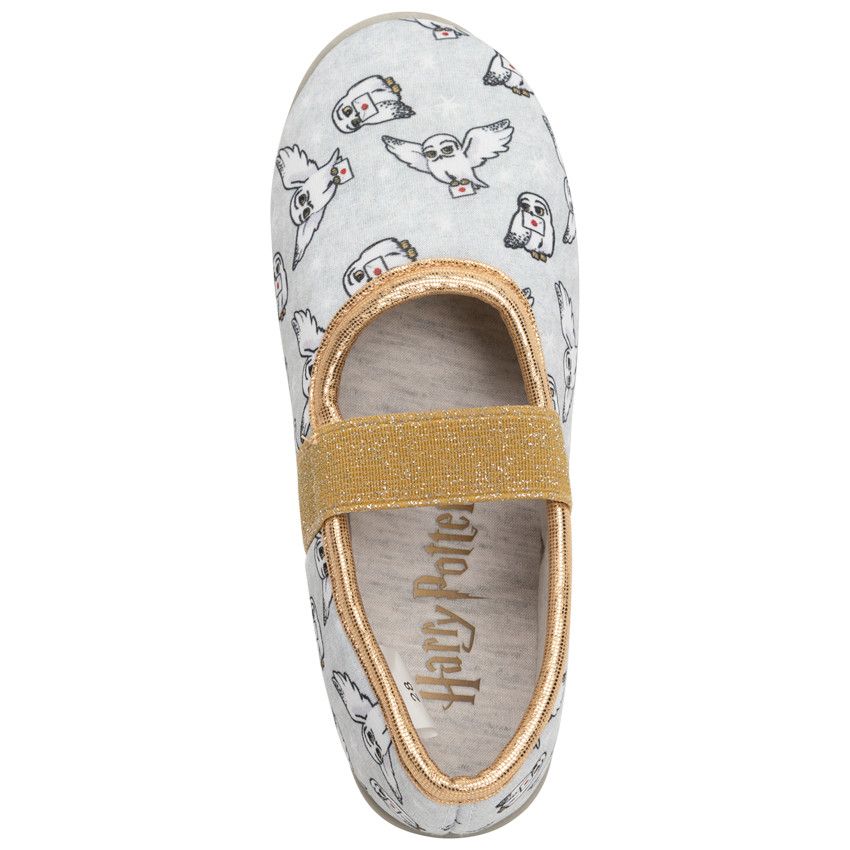 Chaussons babies pour fille imprimés Hedwige Harry Potter - Gris chiné