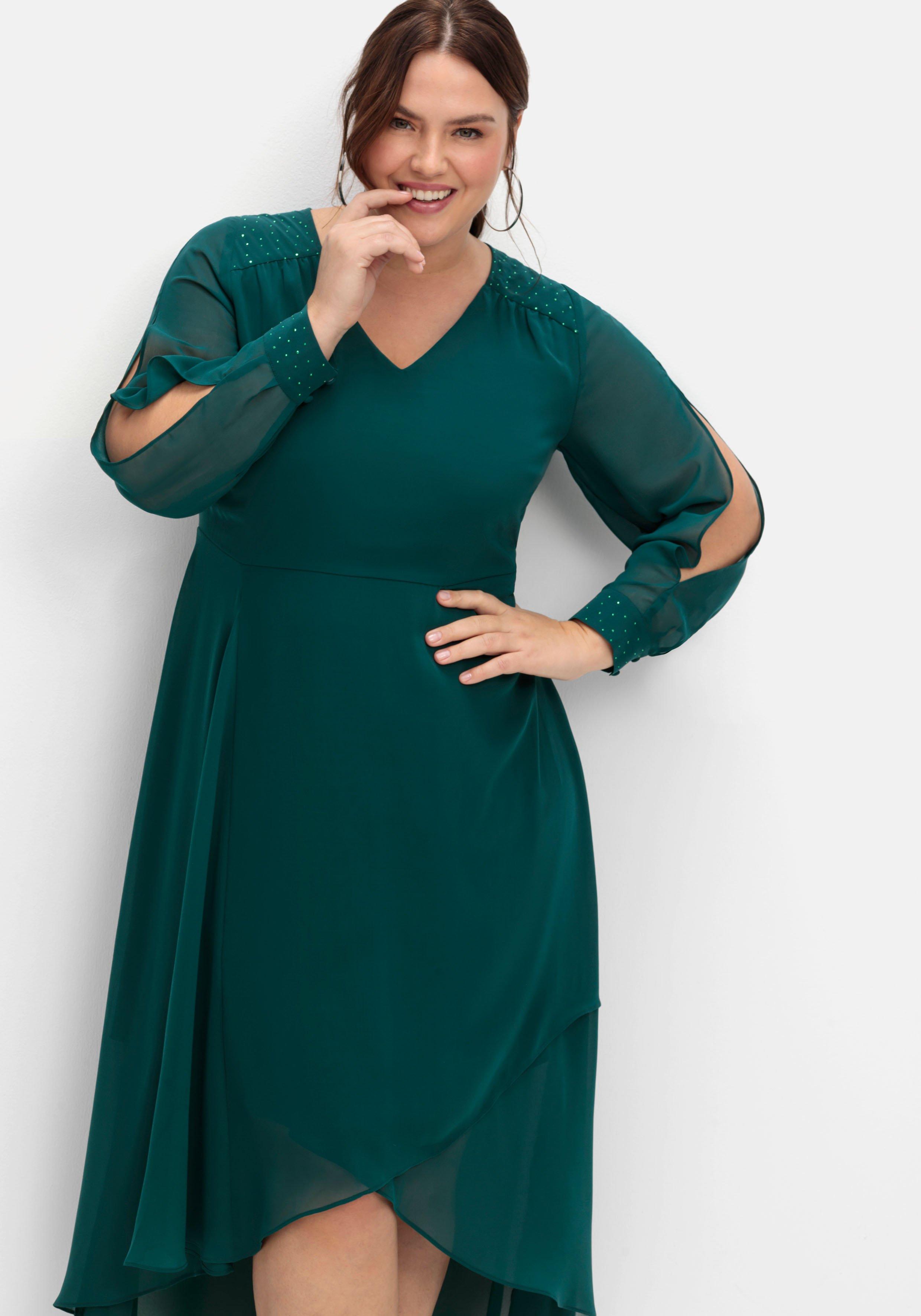 Chiffonkleid mit Cut-outs und Schmucksteinen