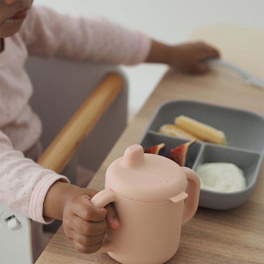 Coffret d'apprentissage en silicone avec tasse - Pink - Ecru