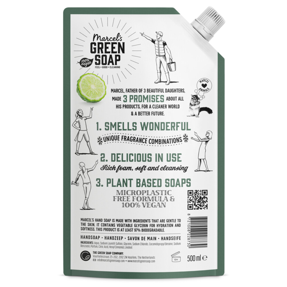 Marcel’s Green Soap Handzeep Bergamot & Black Pepper Navulling (500 ml)