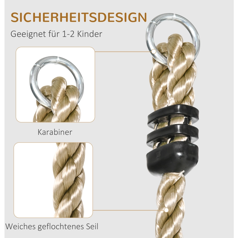Outsunny Kinder Kletterseil mit kleinen Holzscheiben natur