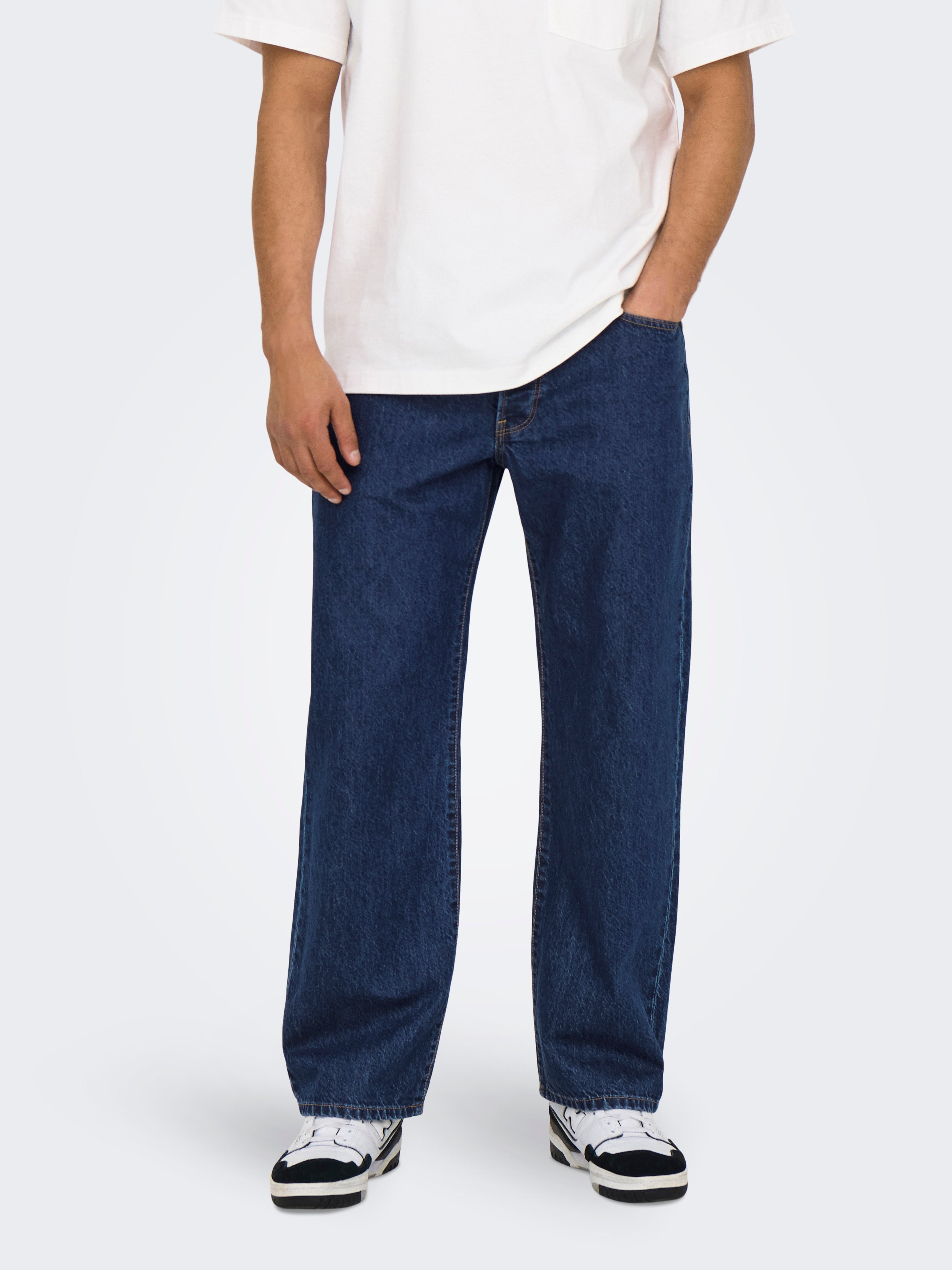 ONSFADE Mittlere Taille Locker geschnitten Jeans Dark Blue Denim