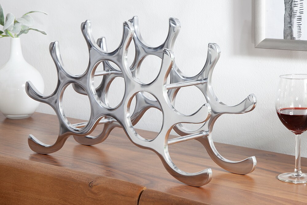 riess-ambiente Weinregal FLAME - 48cm silber für 10 Flaschen Flaschenhalter modern