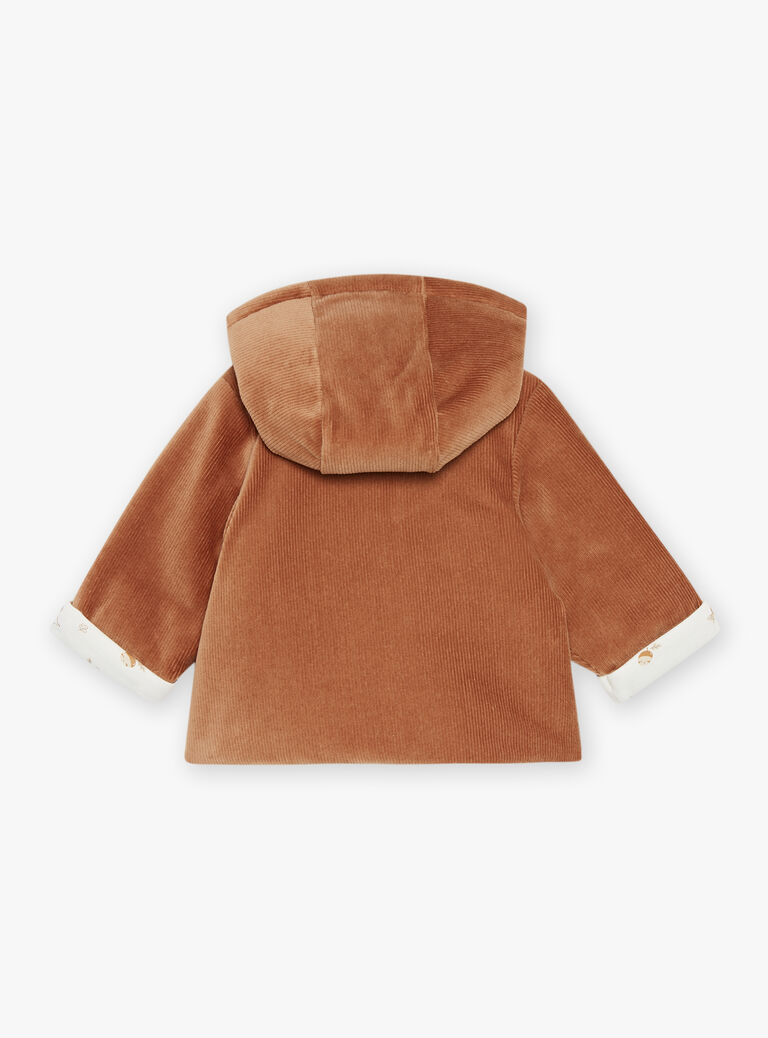 Veste de naissance caramel en velours côtelé