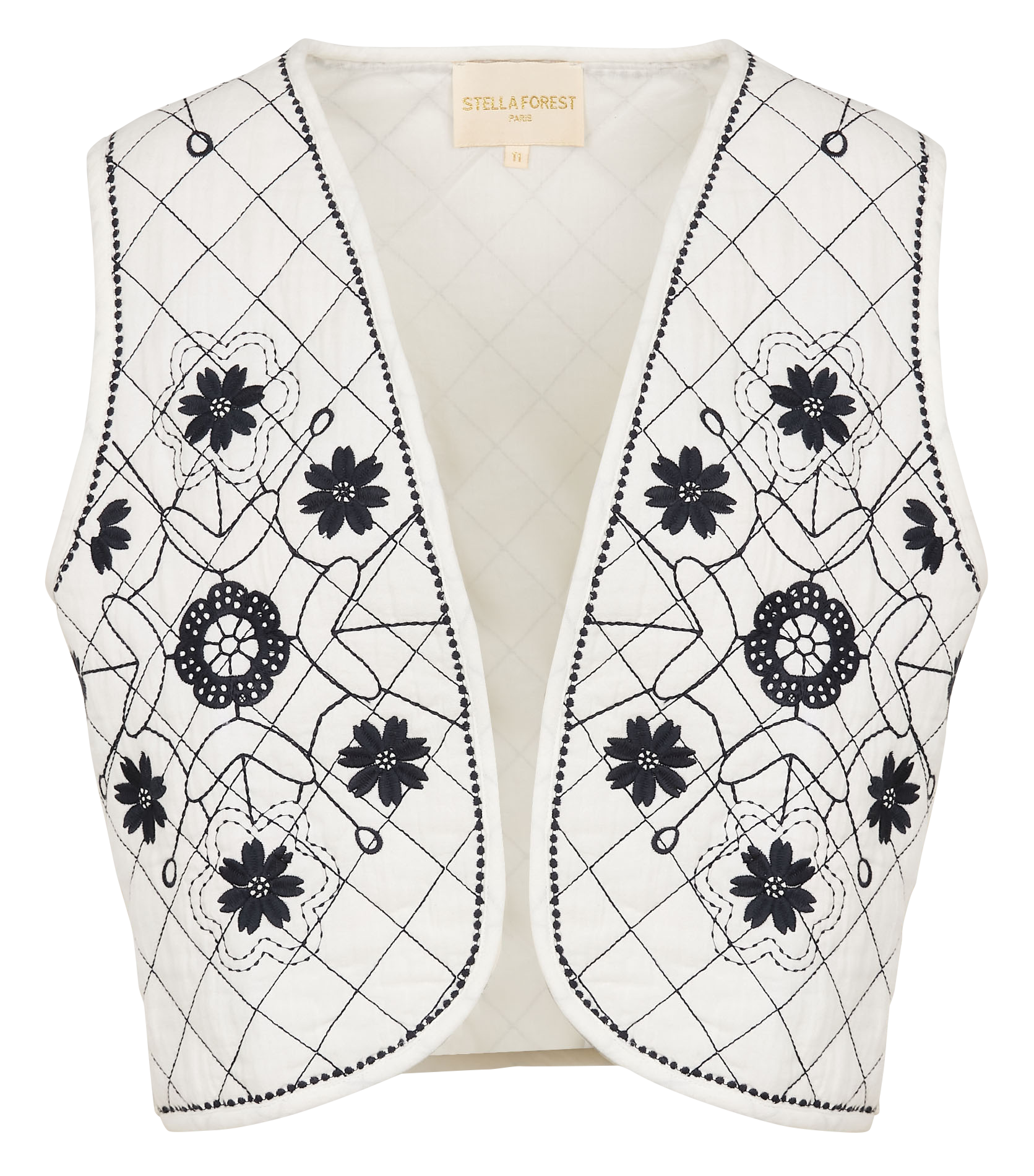 CALLIOPEE - Gilet brodé en coton | Beige