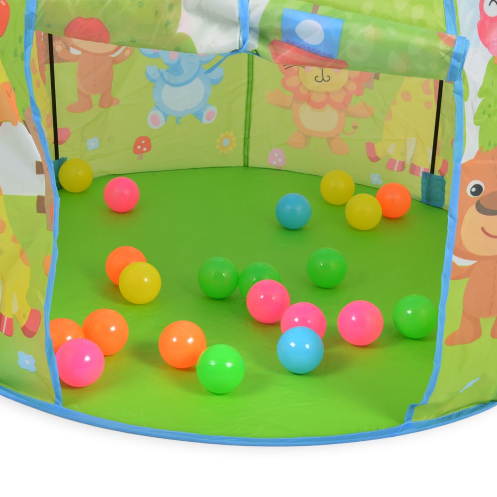 Moni Kinderspielzelt 2 in 1 Bällebad, 25 bunte Spielbälle, Bällebad, faltbar blau