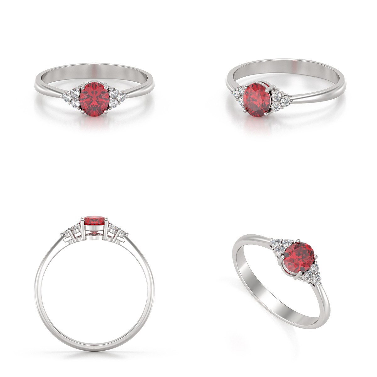 Bague ADEN Rubis et diamants sur Argent 925 2.20grs