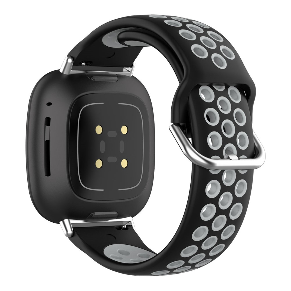 Fitbit Versa 4 / Sense 2 Ersatz Silikon Armband Dual Color (Gelenkumfang 190 - 230mm) - Schwarz / Grau