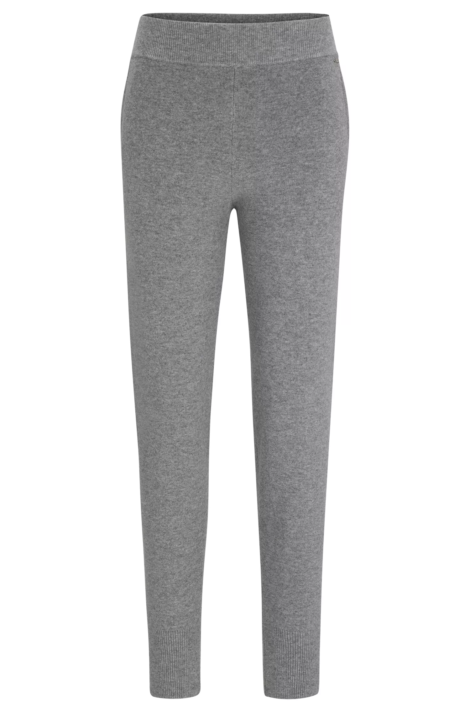 Calças BOSS pretas tricotadas em lã virgem e cashmere.