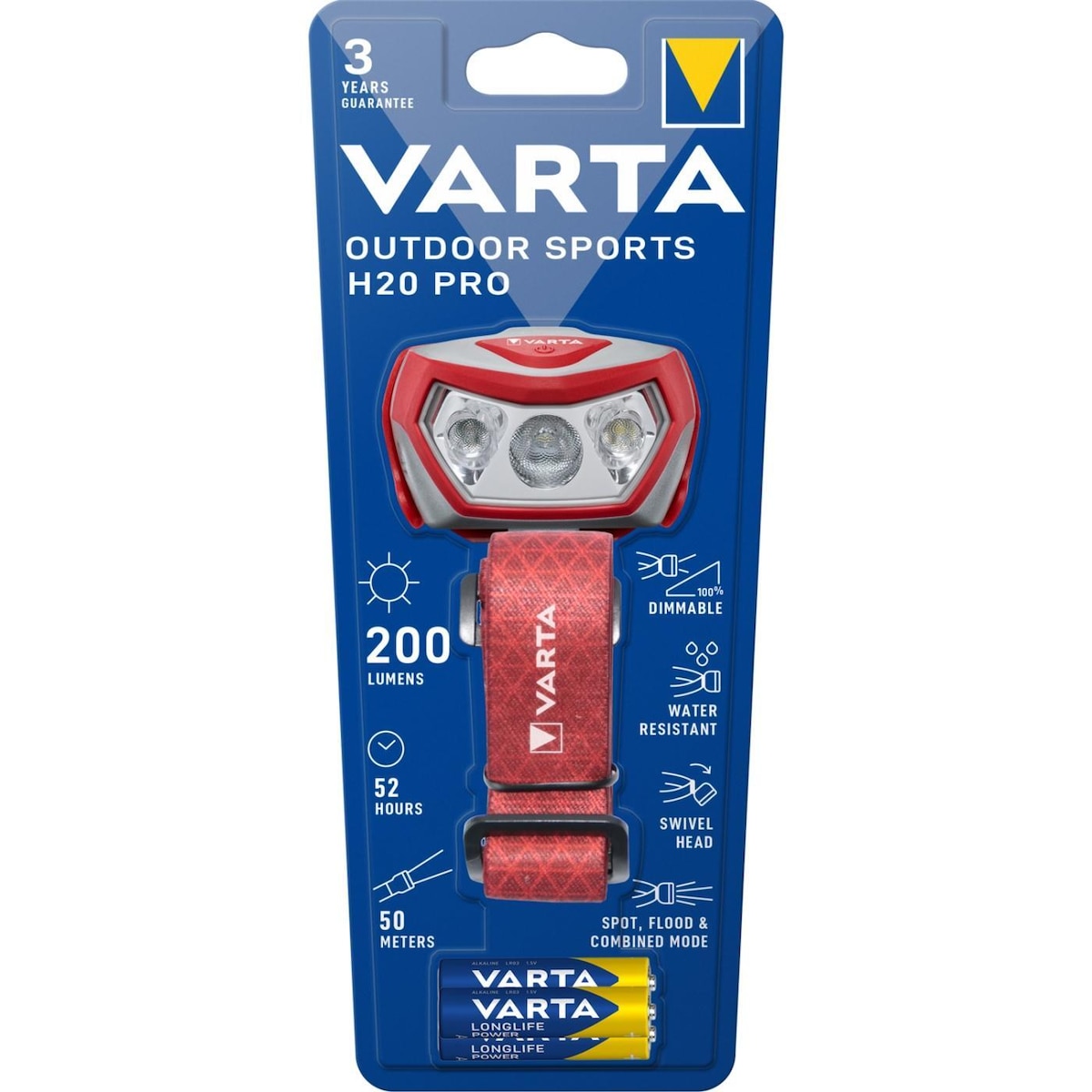 Varta Outdoor Sports H20 Pro Pannlampa 200 lm Röd