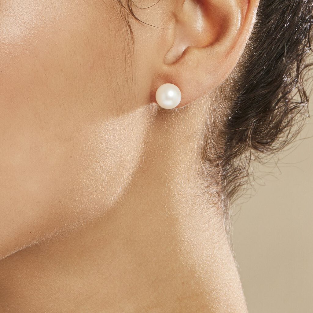 Boucles D'oreilles Puces Suki Or Jaune Perle De Culture