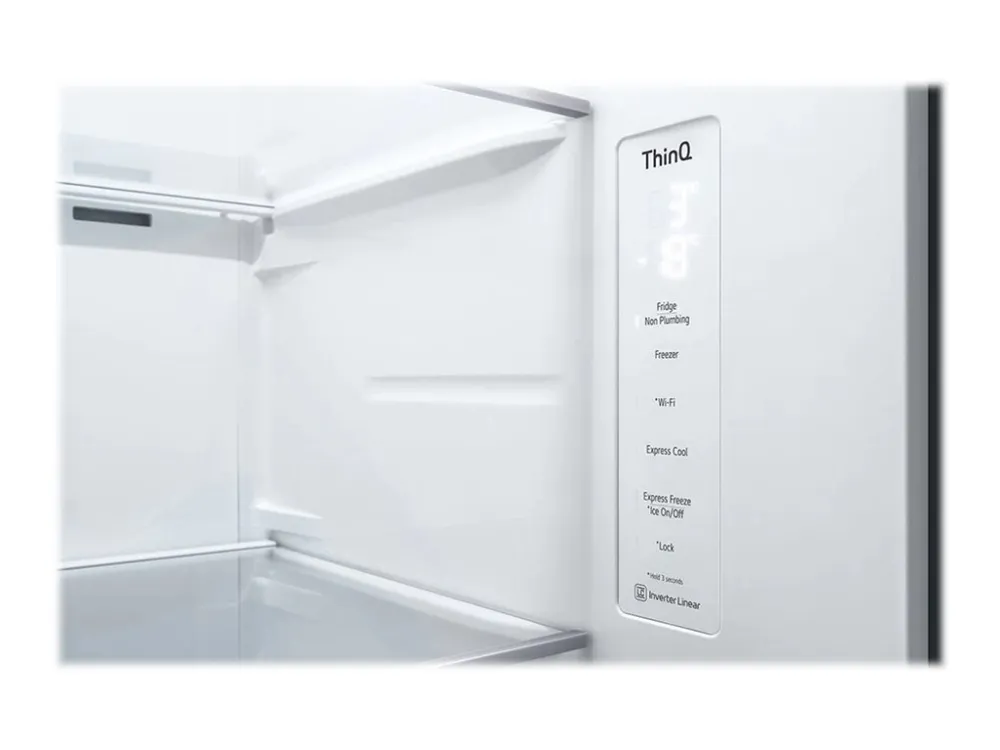 LG GSLV71MCLE - Køleskab/fryser - side-by-side med vanddispenser, isdispenser - Wi-Fi - bredde: 91.3 cm - dybde: 73.5 cm - højde: 179 cm - 635 liter - Klasse E - matsort stål