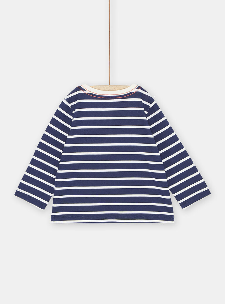 T-shirt bleu foncé et blanc à rayures bébé garçon