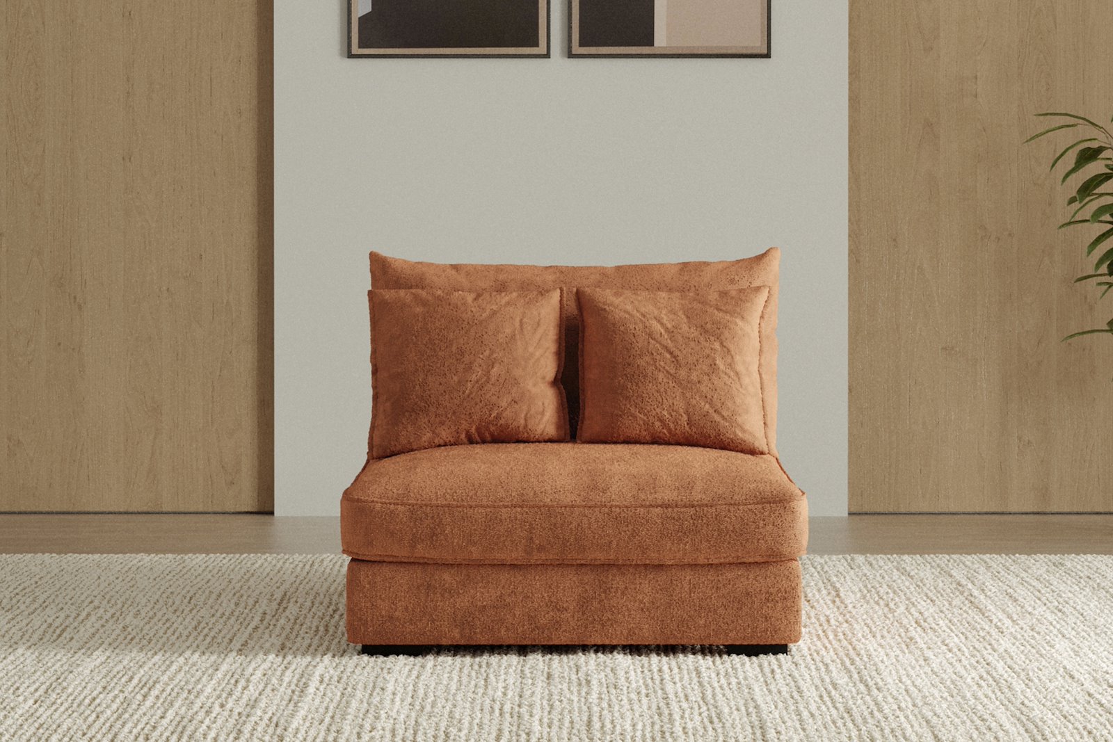 Rossi Lux 1,5-seter stol Tekstil Genesis 9 Deep Terra med sorte ben. Lux Komfort.
