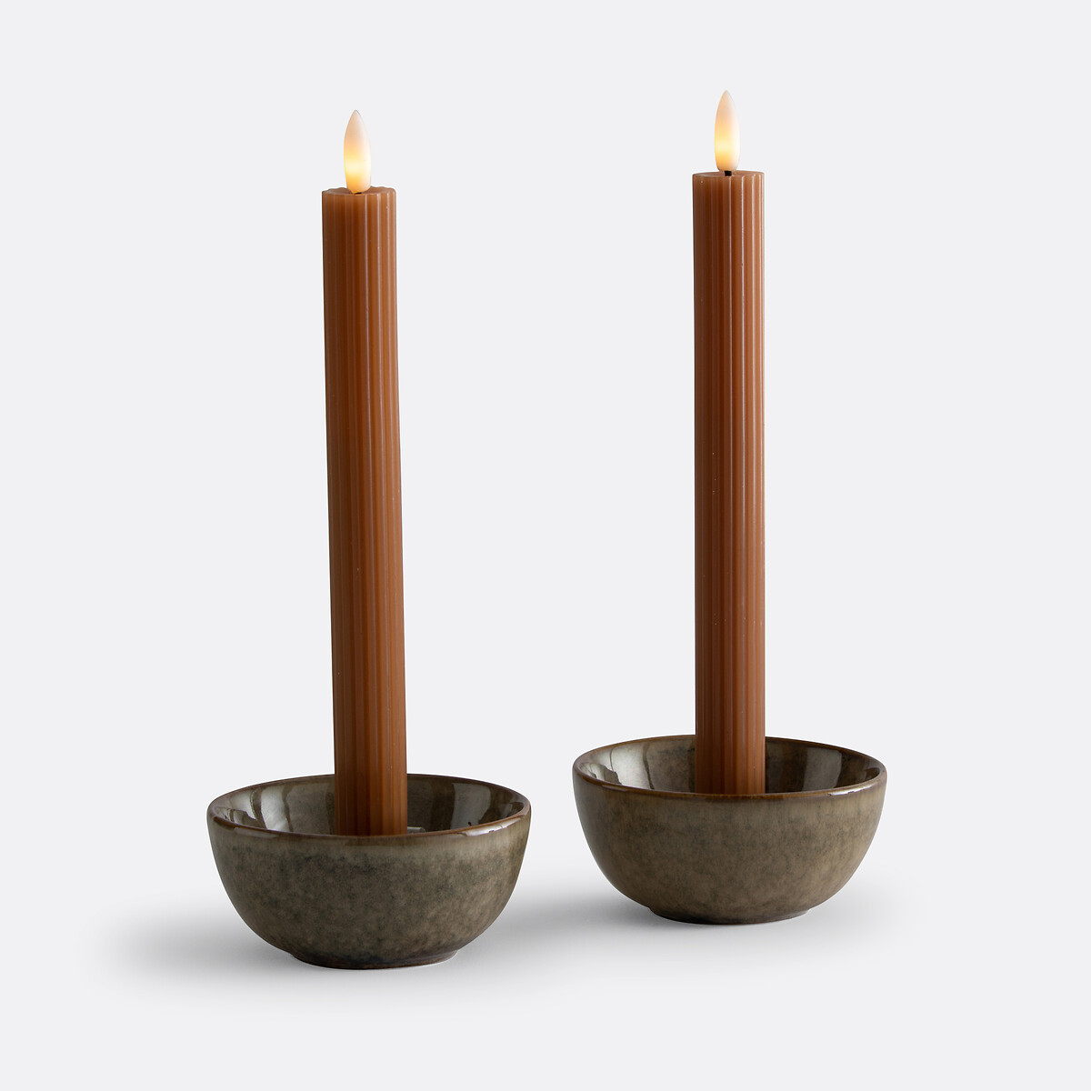 LA REDOUTE INTERIEURS<br>Conjunto de 2 velas LED de cera listrada, Caspar