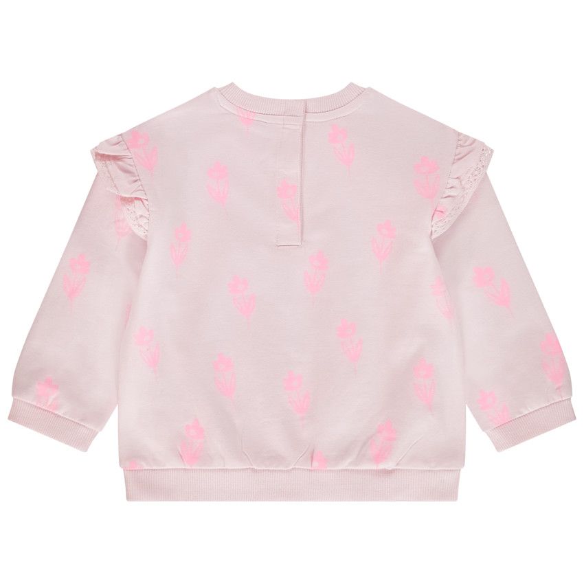Sweat molleton oversize imprimé fleurs pour bébé fille - Rose