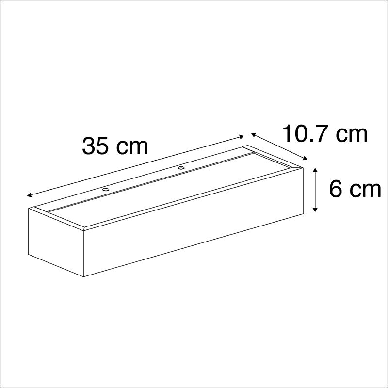 Design langwerpige wandlamp zwart 35 cm - Houx