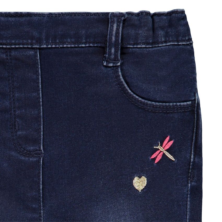 Jegging en denim avec broderies pour bébé fille - Bleu moyen