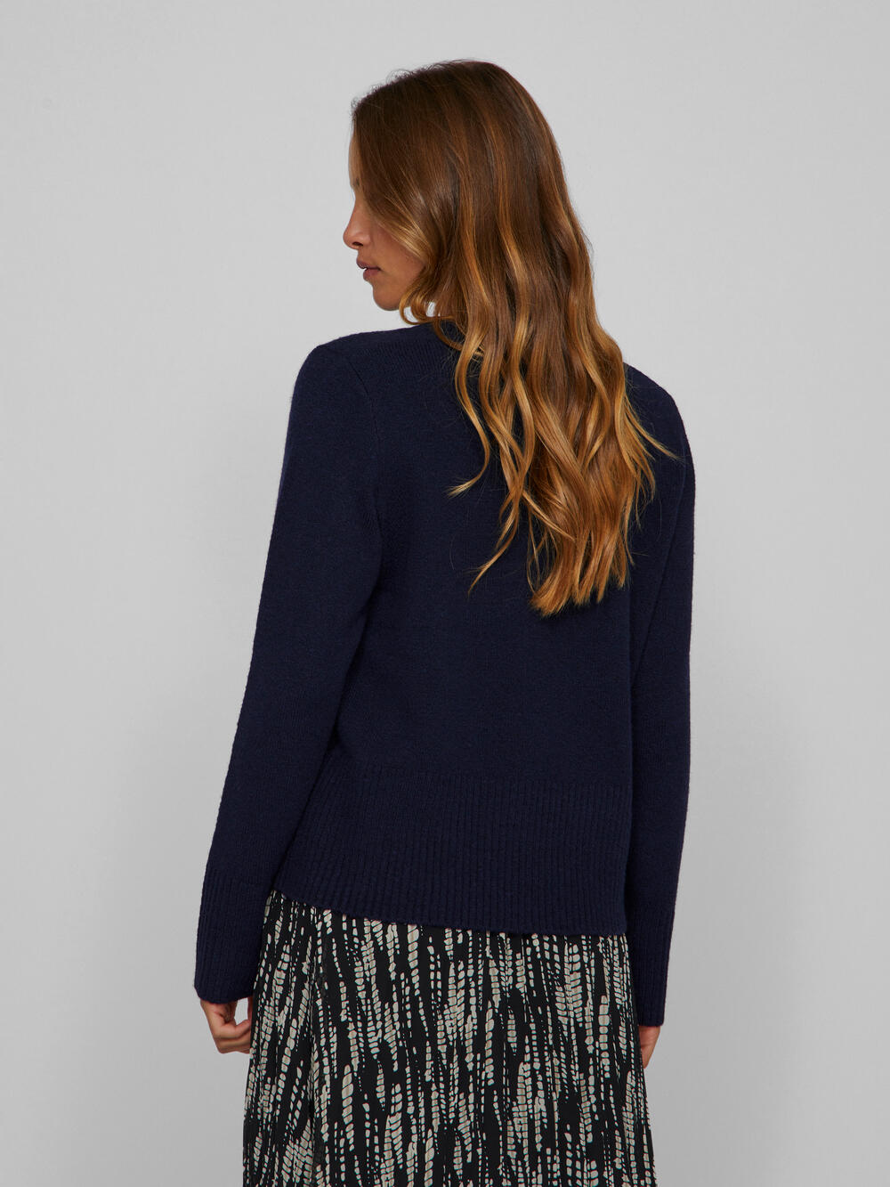 Vila  Viprimia L/S O-Neck striktrøje - Navy Blazer