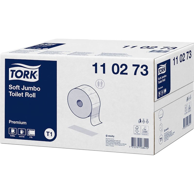 Papier toilette Maxi Jumbo double épaisseur Tork T1 Premium - 6 rouleaux de 360 m