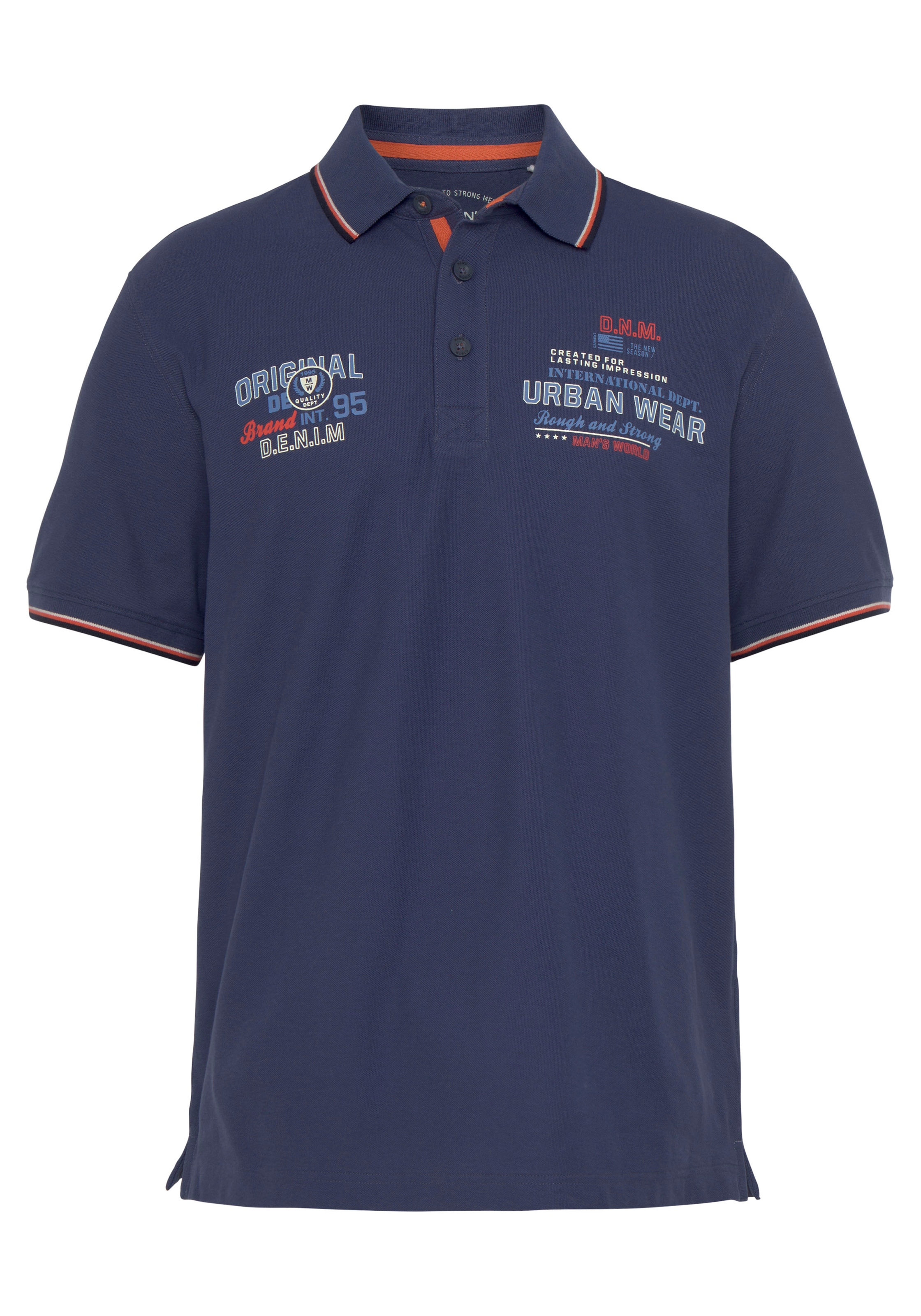 Man's World Poloshirt , Kurzarm,  mit coolem Print,  Polokragen,  aus Piqué-Stoff