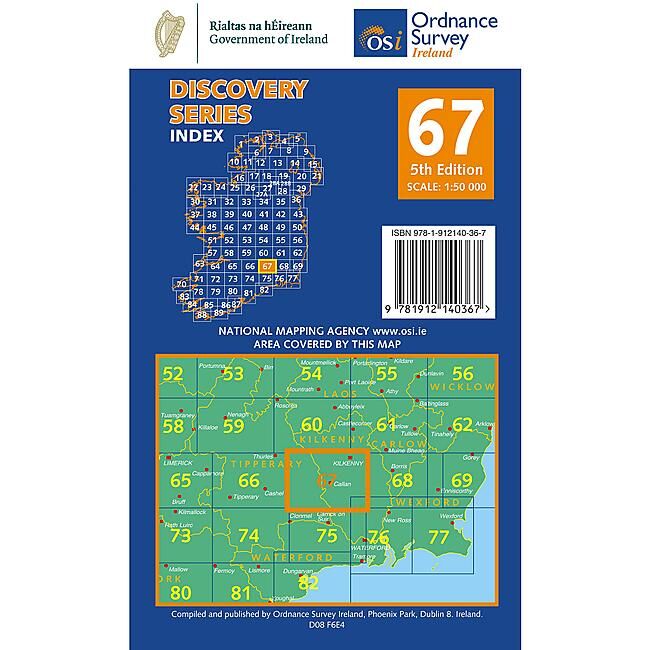 ORDNANCE SURVEY - 67 KILKENNY TIPPERARY IRLANDE 1 50 000