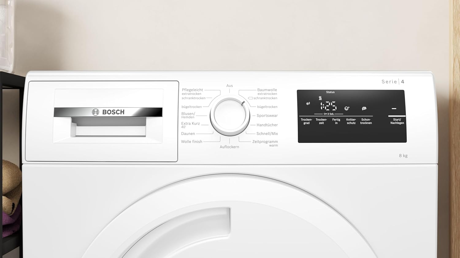 Bosch WTH83VV3 Serie 4 Wärmepumpentrockner, 8 kg, 236 kWh pro Jahr, AutoDry optimale Trocknung, Sensitive Drying-System textilschonende Trocknung, Umweltfreundliches Kühlmittel, Weiß