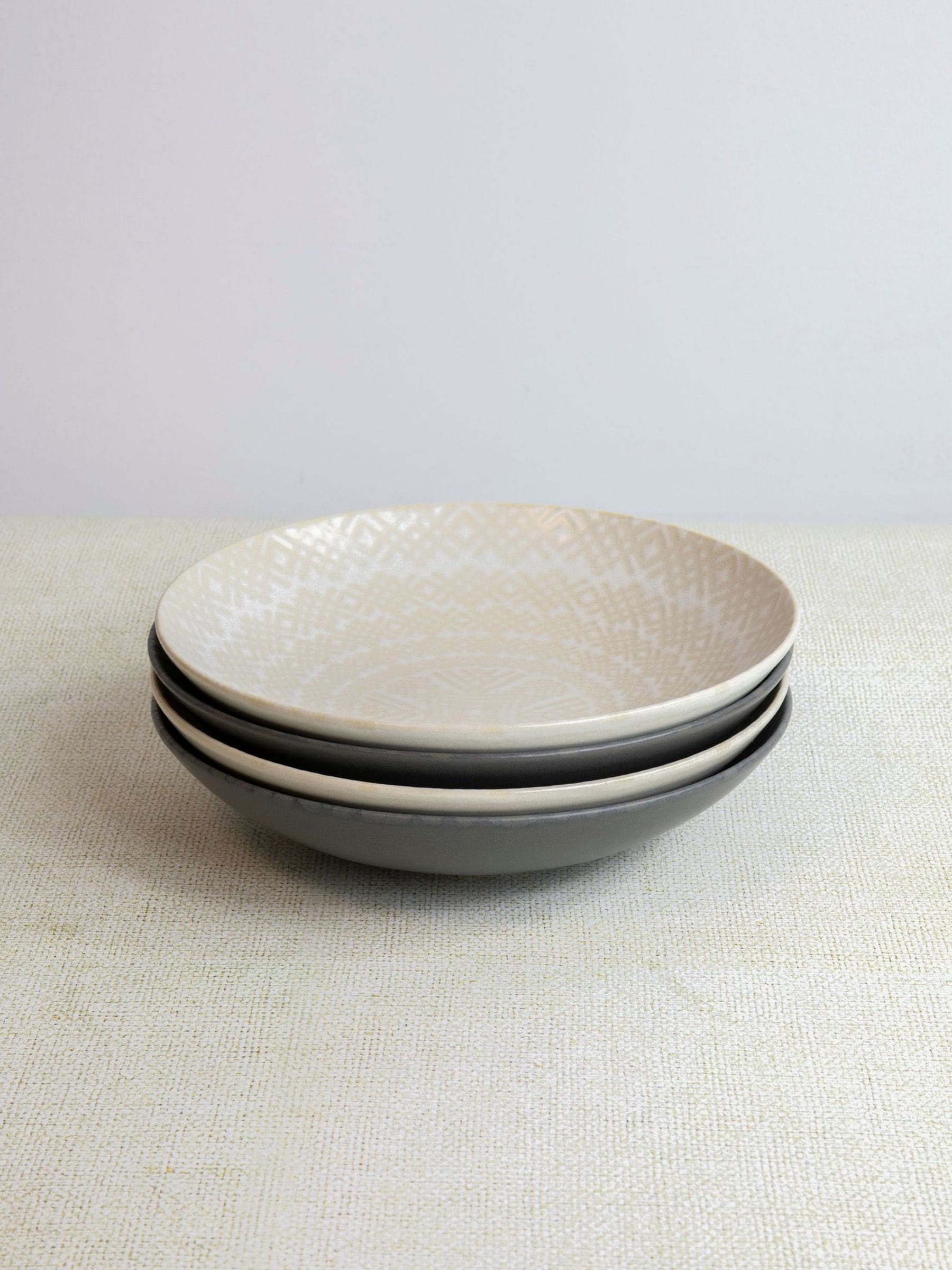 Kitchencraft Set of 4 Shallow Stoneware Pasta Bowls