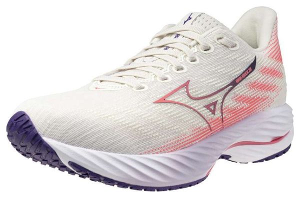 Chaussures Running Mizuno Wave Rider 28 Blanc/Rose Femme