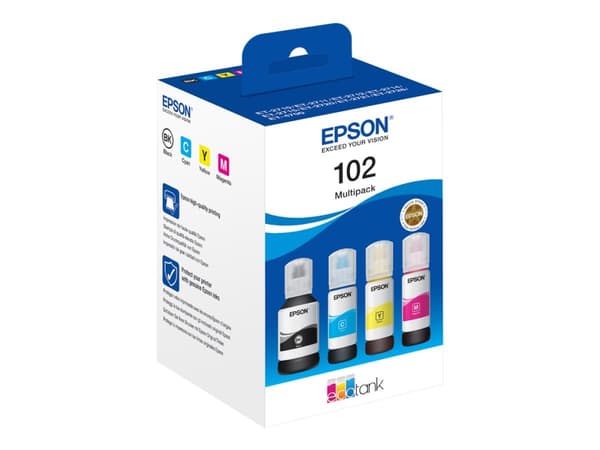 Epson 102 Multipack - 4-pack - svart, gul, cyan, magenta - original - blekkpatron - for EcoTank ET-15000, 2750, 2751, 2756, 2850, 2851, 2856, 3850, 4