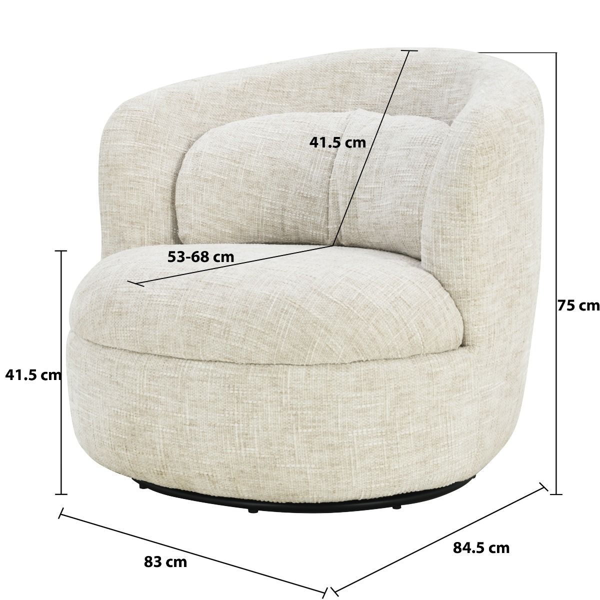 Fauteuil Cream Britt B83 x D84.5 x H75 cm